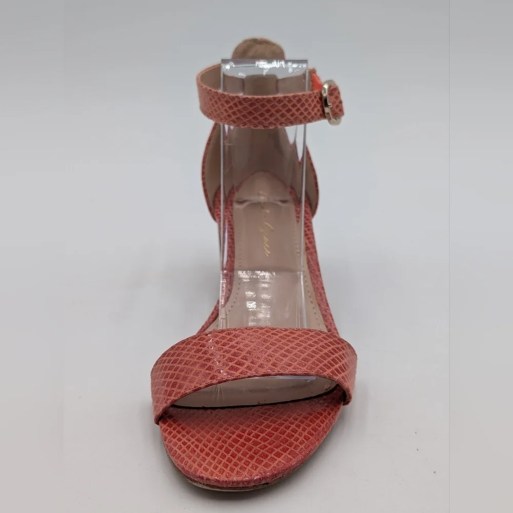 Amelia Grace Tacee Women Size US 6.5M|EU 37 Coral Block Heel Ankle Strap Sandal